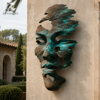 Sculpture murale artisanale en bronze, œuvre d'art métallique abstraite, finition patine antique, installation artistique décorative d'intérieur