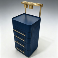 Chariot de Salon Moderne en Bois Robuste à 4 Roues, Design Multi-Tiroirs, Couleur Personnalisable, Porte-Gobelet pour Barbiers et Coiffeurs