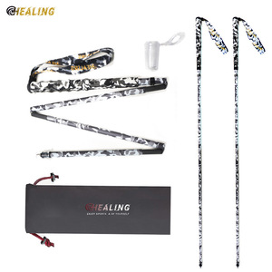 Bâtons de randonnée pliables en fibre de carbone Okhealing, 3 sections, pointe en acier tungstène, portables, ultralégers, camouflage gris - Product Image 2