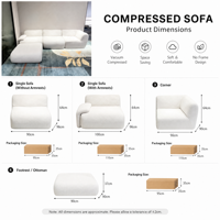 Juego de Sofás Modulares en Forma de L, Tapizados en Tela, 3 Plazas, Sofá Cama Comprimido con Otomana, Diseño Moderno para Hotel y Sala de Estar