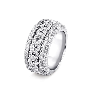Premium <b>Solid</b> Sterling <b>Silver</b> Moissanite Hip Hop Wedding Ring with Luxury Pave Setting and Stylish Fashion Statement - Product Image 3