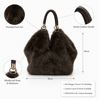 Sac fourre-tout Koo pour femme, style bohème, luxe, fausse fourrure de renard, imprimé léopard, deux anses, fermeture éclair, chaînes, hiver, résistant au froid, pelucheux