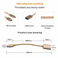 Cable Adaptador OTG USB 3.0 Hembra a Tipo C Micro USB 3.1 Macho para Android
