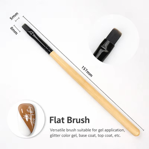 Japanese Tea Wood Handle Gel Nail Brush Set Nylon Bristles Oval Liner for French Fine Line Art - Product Image 2