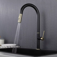Robinet de cuisine moderne en acier inoxydable noir, monocommande, avec valve en céramique, pour eau chaude et froide, prix usine fournisseur Chine