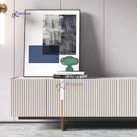 Meuble TV moderne pour salon Table en marbre avec tiroirs Console Meuble TV avec cadre en métal