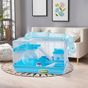 <span class=keywords><strong>Cage</strong></span> à <span class=keywords><strong>hamster</strong></span> en plastique solide de 47 cm, <span class=keywords><strong>cage</strong></span> complète avec boucle, simple/double couche, écologique, villa nid d'ours en or - Product Image 2