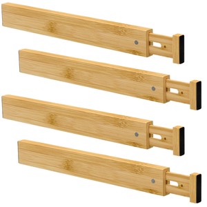 Diviseurs de tiroirs en bambou, extensibles et librement combinables, pour la classification et l'organisation des rangements dans les armoires et les placards. - Product Image 5