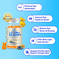 Gummies pour les yeux à la lutéine pour adultes, vente en gros OEM, véganes, vitamines, zéaxanthine, protection contre la lumière bleue, GMP, HALAL, ISO, améliore la vue