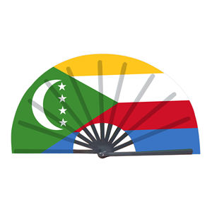 Éventails pliants en bambou avec drapeau des <span class=keywords><strong>Comores</strong></span>, vente en gros, pour carnaval, mariage, festival, fête, agence de <span class=keywords><strong>voyage</strong></span> - Product Image 1