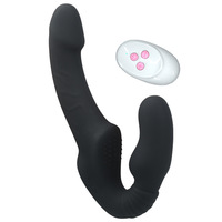 Control remoto Strapon juguete sexual consolador vibrador mujer lesbiana consolador vibrador de doble cabeza