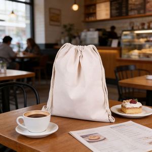 Reusable Canvas <b>Drawstring</b> <b>Backpack</b> Custom Color Printing Storage & Shopping Bag - Product Image 4