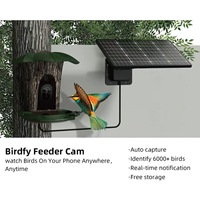Mangeoire à oiseaux intelligente AI RS1 avec reconnaissance, WiFi et 4G, vue HD 3MP, panneau solaire extensible 6W, identification par IA, alimentation solaire, alimentation des oiseaux en extérieur