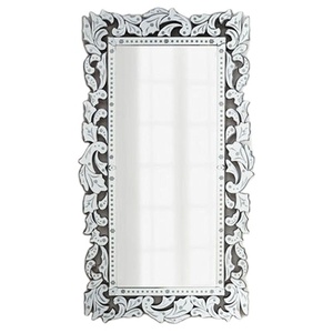 Ornate <strong>Silver</strong> Leaf Rococo Stainless Steel <strong>Frame</strong> Wall <strong>Mirror</strong> - Product Image 1
