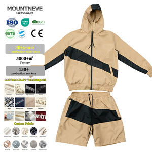 <span class=keywords><strong>Tuta</strong></span> Antivento Professionale Personalizzata con Logo, Colore Kaki, Stile Gorpcore Techwear, Set 2 Pezzi con Pantaloncini, Giacca Impermeabile con Cappuccio OEM - Product Image 1