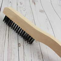 Brosse à gratter ergonomique en forme de S avec manche en bois de hêtre et poils en acier inoxydable de qualité supérieure, outil manuel pour le polissage intensif des métaux