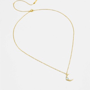 Collier en or plaqué 18 carats FUAMAY avec pendentif croissant de lune en argent 925 et pierre de lune CZ - Product Image 5
