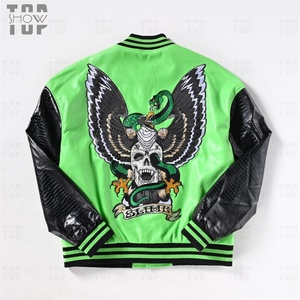 Chaqueta de Cuero Sintético PU con Bordado 3D de Alta Calidad OEM, Estilo Urbano, para Hombre - Product Image 2