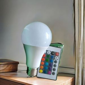 หลอดไฟ LED RGB สีขาว A60 ประหยัดพลังงาน 9 วัตต์ สำหรับบ้าน 12 วัตต์ พร้อมฐาน B22/E27 หลอดไฟทรงกลม RGB สำหรับบ้าน - Product Image 1