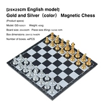 Petits horloges d'échecs magnétiques pliables en or et argent et coffret de luxe de 25 cm pour enfants