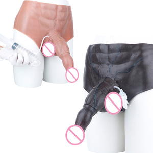 Dildo creux à sangle avec fonction de jet de liquide, design musculaire 3D réaliste, manchon de pénis portable, 2 couleurs, pour adultes 18+ - Product Image 1