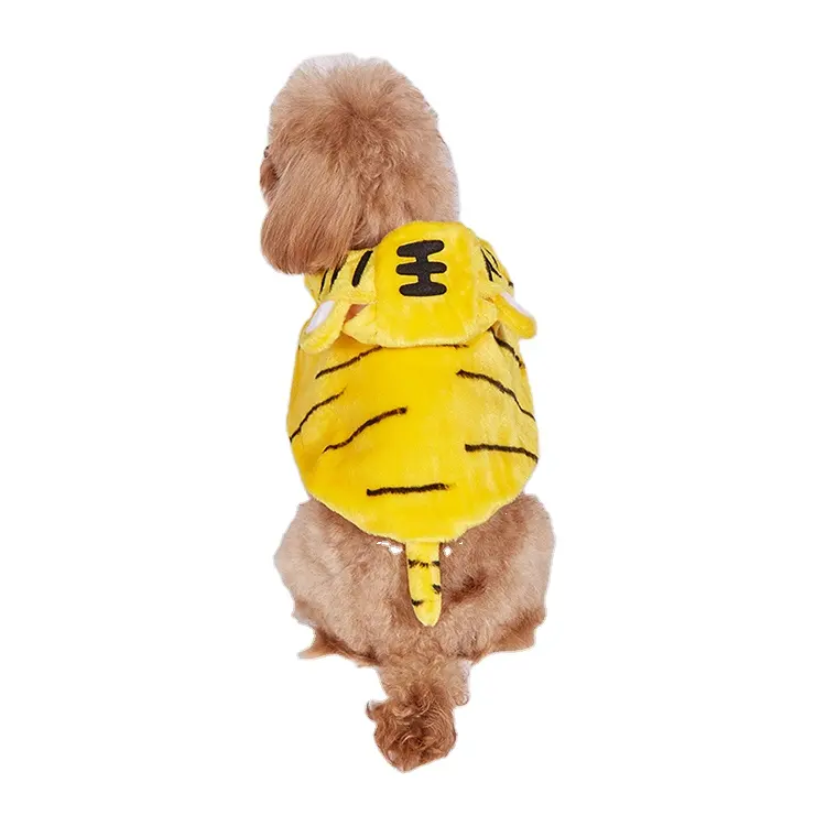 Cute Tiger Cloak for Pets Warm Dog Cat Clothes Cartoon Cape with Hood Dog Party Outfit