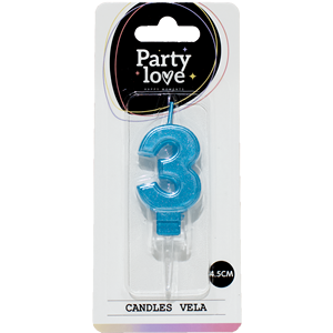Candela Blu Numero 3 per Feste, Candele di Compleanno da 4,5 Cm - Product Image 3