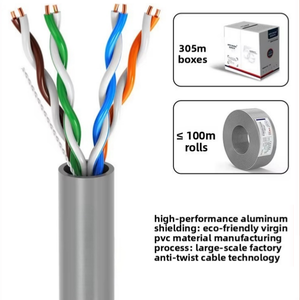 Câble intérieur Kneysum de haute qualité, paire torsadée solide CCA, cuivre pur sans oxygène, aluminium, 8 cœurs CAT6A, 305m, 24AWG, SFTP - Product Image 4