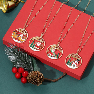 かわいいサンタクロースのペンダントネックレス、お祝いのホリデージュエリー、友人や家族へのクリスマスプレゼント - Product Image 1