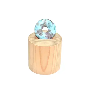 Factory-Priced 30mm round Brilliant and Brilliant Cut Jade and Larimar jewelry Donut Disc Beads with Big Hole Blue Gemstones
