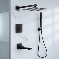 Mitigeur de douche mural en acier inoxydable noir Systèmes de douche encastrés chauds et froids pour salle de bain
