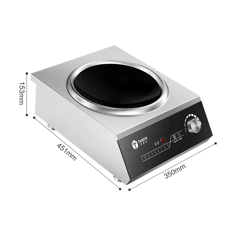Restaurant Hotel Kitchen Stainless Steel Commercial Wok 3500W Electrical Induction Cooker