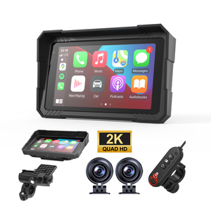 Moniteur sans fil CarPlay pour moto de 5 pouces, double caméra de tableau de bord avant et arrière 2K, support détachable, étanche, GPS pour moto, écran ZC11E - Product Image 1