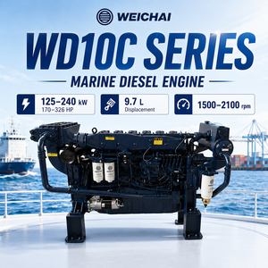 <span class=keywords><strong>Moteur</strong></span> diesel marin turbocompressé et refroidi par air WEICHAI WD10C Série 125-240kW 9.7L 6 cylindres pour bateaux de pêche, de remorquage et de transport de marchandises - Product Image 1