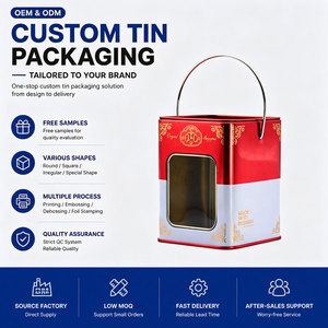Cajas <span class=keywords><strong>de</strong></span> lata <span class=keywords><strong>de</strong></span> metal cuadradas personalizadas con ventana y asa para aperitivos, caramelos, piruletas, jaleas, goma <span class=keywords><strong>de</strong></span> mascar, embalaje <span class=keywords><strong>de</strong></span> regalo - Product Image 1