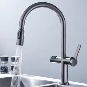 Schwarz herausziehen Wasserhahn Küchen spüle Wasserhahn 2 Funktionen Sprayer Touch Steel Modern Contemporary Ceramic Hotel - Product Image 3
