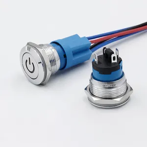 ZLQ19mmE metal button switch ring reset self-locking waterproof short modified power motorcycle car
