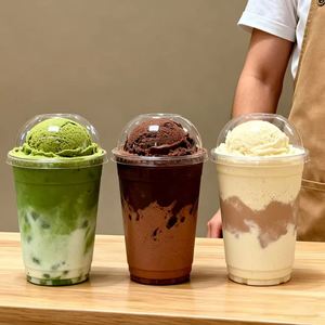 Gobelets en plastique PET transparents jetables avec logo personnalisé, gobelets pour café glacé, gobelets pour smoothies avec couvercles en dôme pour crème glacée, prix bas - Product Image 5