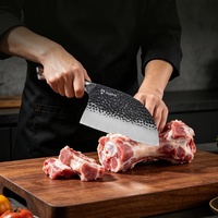 Couteau de boucher multifonction en acier forgé à haute teneur en carbone, noir martelé, couteau de chef chinois, hachoir à viande oscillant, couteau à trancher