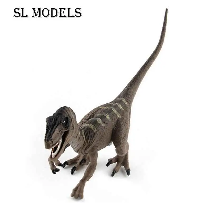 SL ผู้ผลิตรุ่นพลาสติกแข็งจําลองมินิพีวีซี Velociraptor ของเล่นไดโนเสาร์