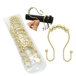 Crochets de rideau de douche double face, anneaux métalliques de salle de bain, ensemble en acier inoxydable antirouille pour hôtel et maison - Product Image 1