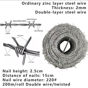 <span class=keywords><strong>Fil</strong></span> de fer barbelé simple en acier inoxydable galvanisé FOCCRED, diamètre 3 mm, haute qualité, durable, clôture de jardin, sécurité - Product Image 6