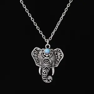قلادة فيل مجوهرات بوهيمية ، قلادة عتيقة على شكل حيوان