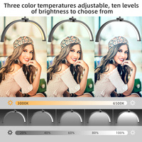 Lampe à LED pliable en forme de demi-lune pour les cils, les ongles, la manucure, les soins du visage, les salons de beauté, les tatouages, 32W, luminosité réglable