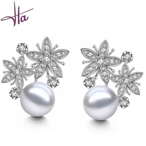 2024 Charming Bridal Wedding Jewelry Inlay Zircon Pearl Crystal Stud zircon CZ Earrings Fashion Jewelry Earrings