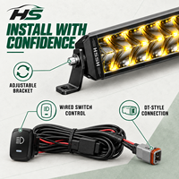 Barre lumineuse LED HSSH RGB à double rangée, 10 pouces, 100W, faisceau indirect, barre lumineuse tout-terrain pour camion, SUV, VTT, 4x4
