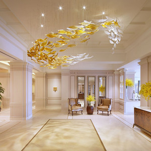 Lustre en verre d'art minimaliste moderne, modèle de bureau, cristal pour les ventes transfrontalières, éclairage pour salon, hall d'hôtel - Product Image 5