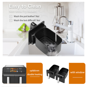 Nồi chiên không khí thông minh 8l nồi lớn LCD hiển thị wifi kỹ thuật số 2-in-1 điện không dính bề mặt hộ gia đình sử dụng tiếng Pháp nhựa - Product Image 4