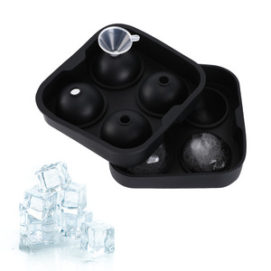 Molde de Silicona de Grado Alimenticio para Hacer Bolas de Hielo Redondas, Bandeja de Hielo de Silicona de 4 Compartimentos para Café y Licores - Product Image 3