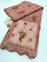 NI.AI Nouveau design Tissu en dentelle filet 3D fleuri lavable, dentelle brodée tricotée chaîne avec sequins pour robes de mariée et de soirée pour filles